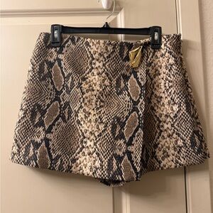 ZARA Snake Print Asymmetrical Culotte Skort